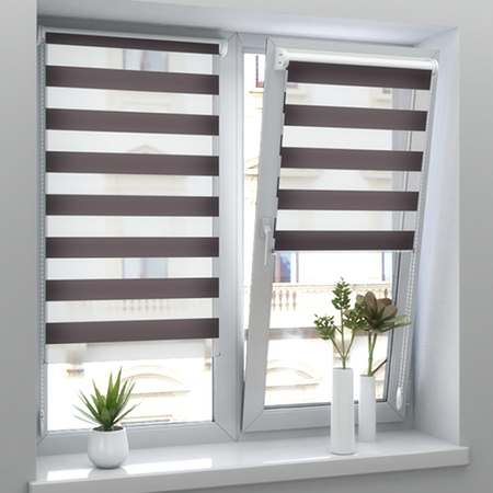 Рулонные шторы День Ночь Коричневый